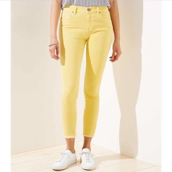 LOFT Modern Frayed Skinny Crop Jeans - Picture 1 of 9
